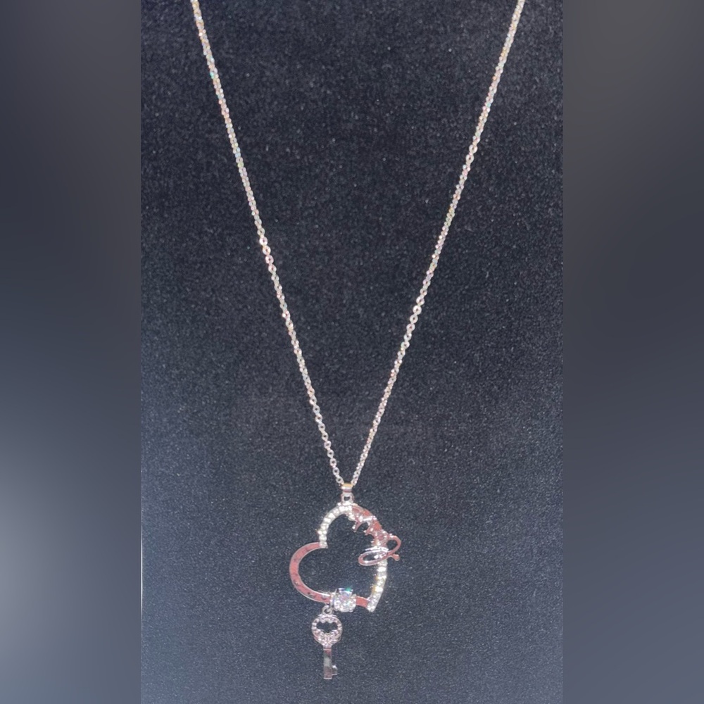 Swarovski Elements Heart and Key Necklace - Picture 2 of 3
